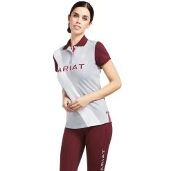 Polo Top Ariat Taryn Heather Grey & Zinfandel Sp22 Ladies