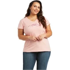 Tee Shirt Ariat Real Logo Script Classic Fit Quartz Pink Sp22 Ladies