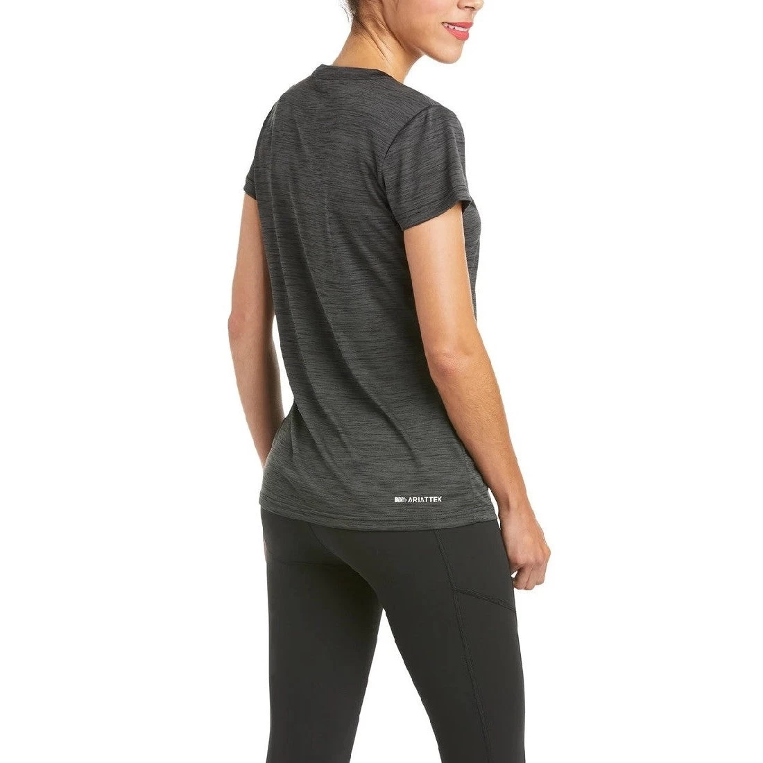 Ladies Charcoal Ariat Top With Laguna Logo, Short Sleeve S21 - Image 2