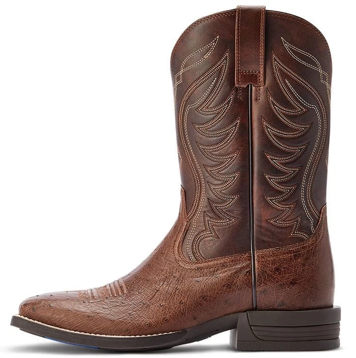 Western Boots Ariat Reckoning Dark Tabac Smooth Quill Ostrich & Nut Brown Mens - Image 2